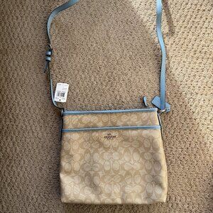 Coach Signature “C” Crossbody Purse NWT Blue Leather Strap